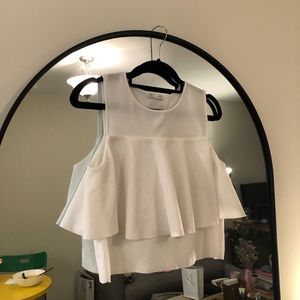 Zara White Layered Crop Tank Top